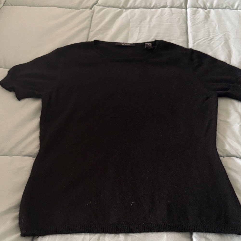 Valerie Steven’s Classic Black Short Sleeve 2 ply Kashmir Sweater.